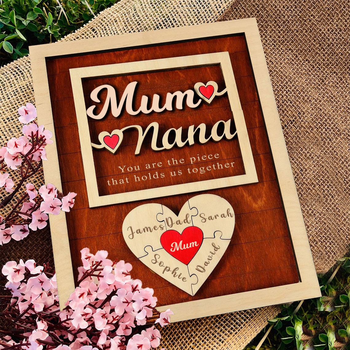 Personalised Mum Wooden Engraved Puzzle Name Sign Gift Ideas for Mum New Mum Gift Mother's Day Gifts