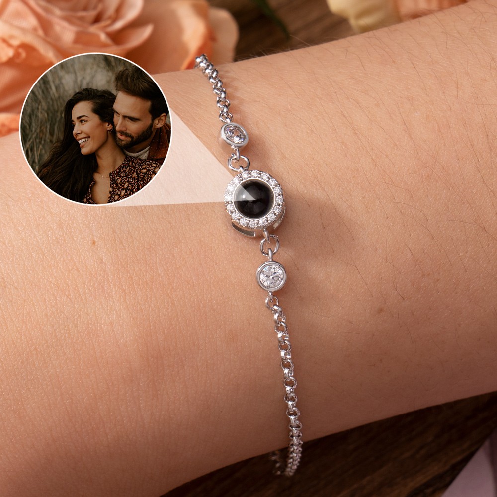 Personalised Photo Projection Bracelet With Picture Inside Unique Gift for Girlfriend Keepsake Gift For Couple