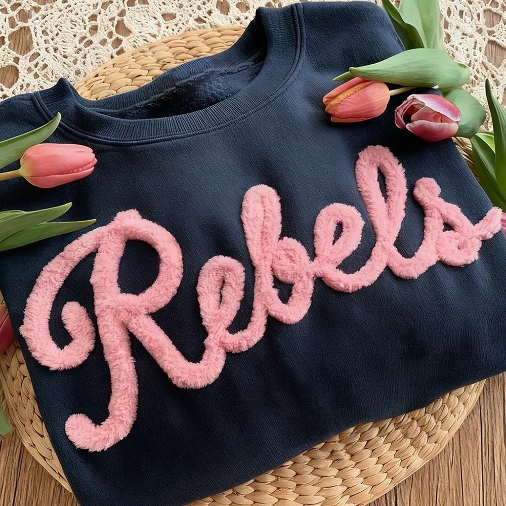 Custom Chenille Embroidered Team Sport Sweatshirt with Game Day Fuzzy Letter Unique Gift for Game Day