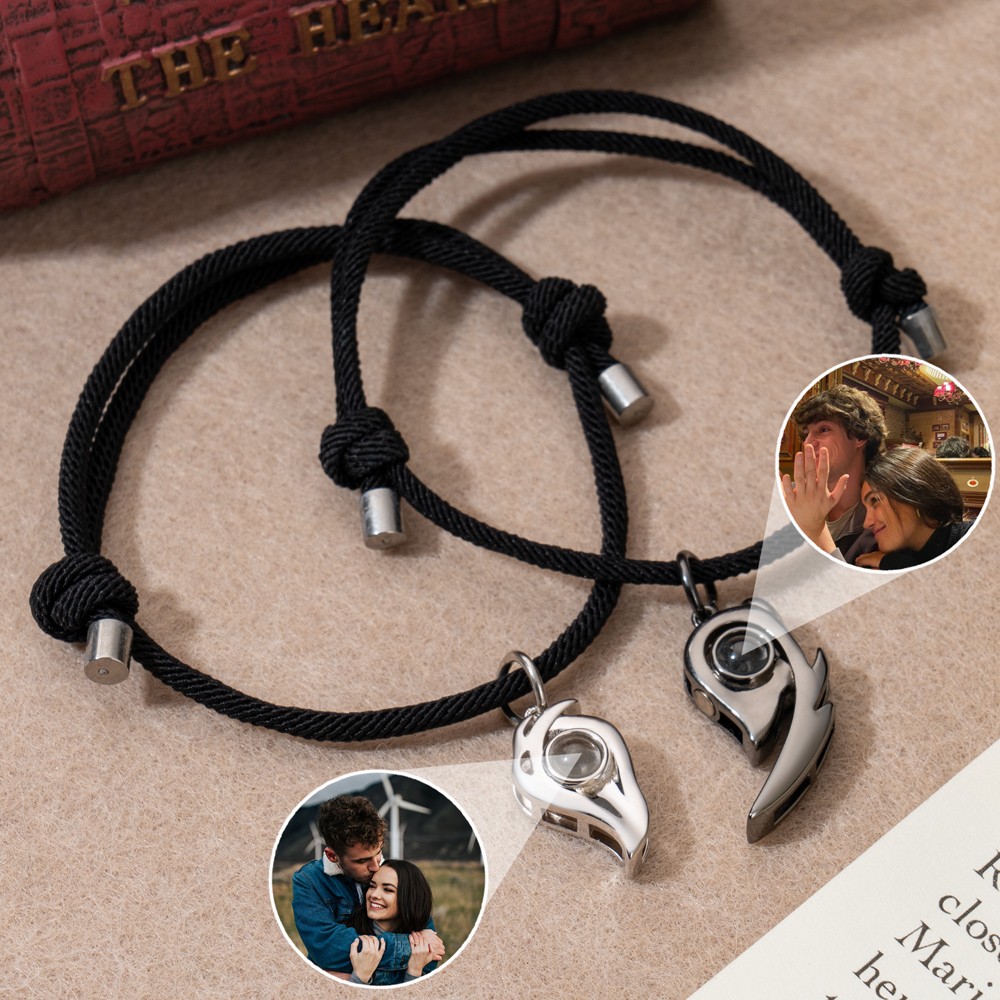Custom Couple Magnetic Pendant Set Projection Bracelet Wedding Gift For Couple Unique Birthday Gift Ideas