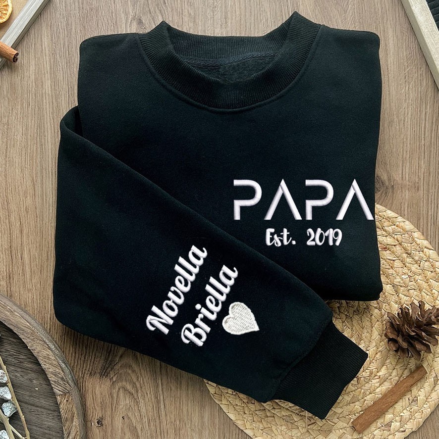 Custom Papa Embroidered Sweatshirt Hoodie Best Father's Day Gift Ideas