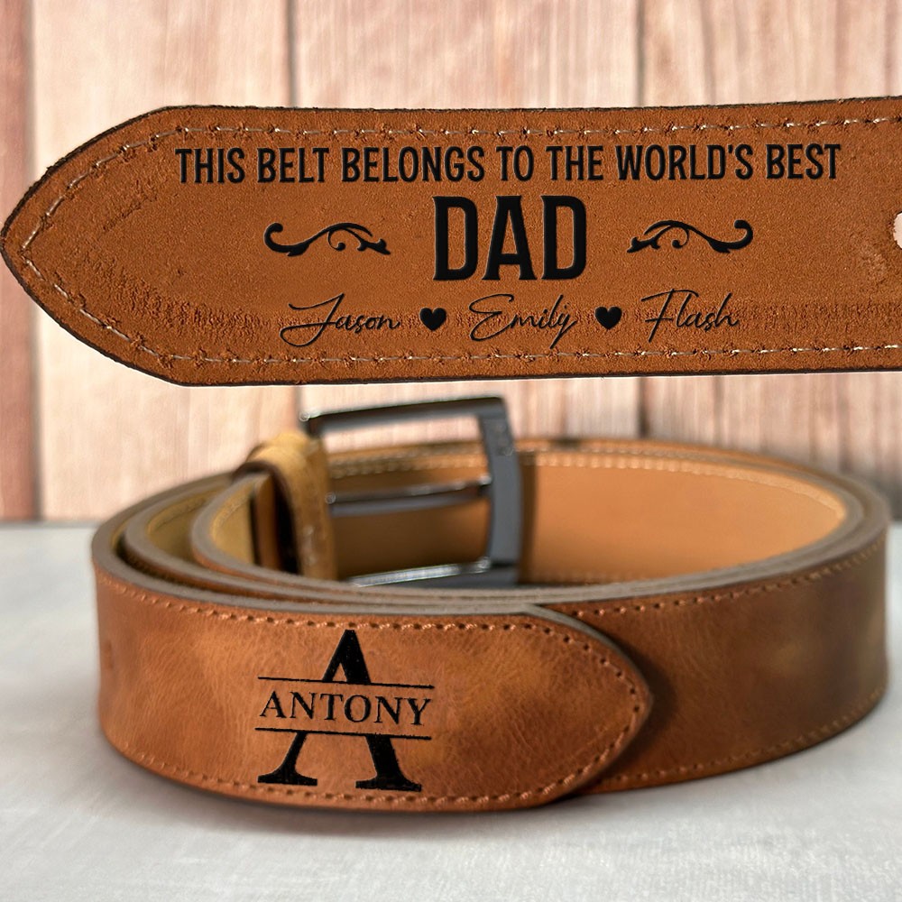 This Belt Belongs To The World's Best Dad Personalised Engraved Leather Belt Father's Day Gift New Dad Gift