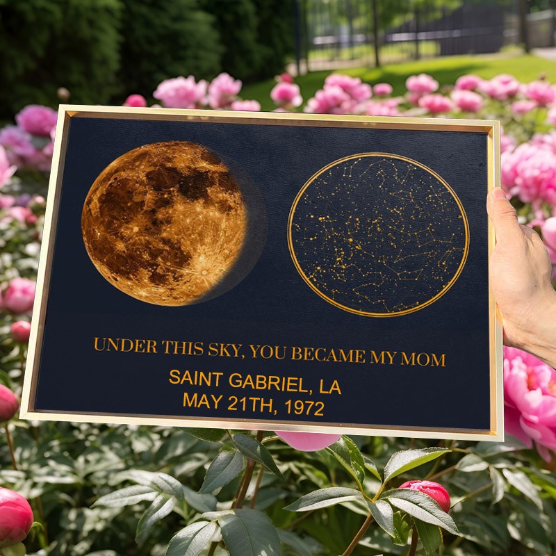 Under This Sky You Became My Mum Personalised Moon Phase Star Map Frame Keepsake Gifts for Mum Grandma Mother's Day Gift