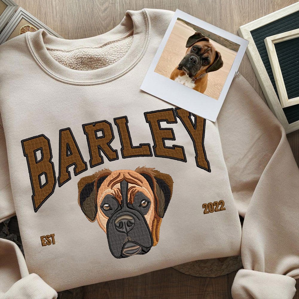 Custom Embroidered Pet Dog Sweatshirt with Picture of Your Dog Gifts for Dog Owners Christmas Gift for Pet Lovers