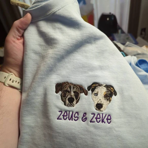 Custom Pet Dog Embroidered Sweatshirt with Dogs Face on It Gifts for Dog Owners Christmas Gift for Pet Lovers