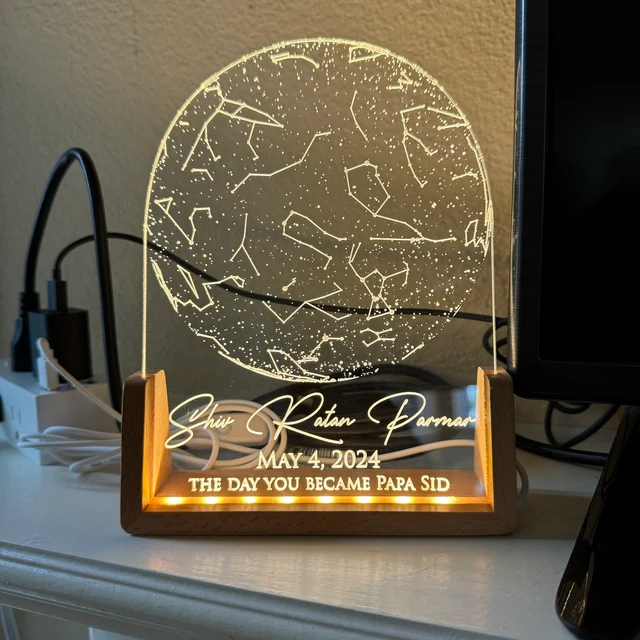 Personalised Star Map Night Light By Date Unique Gifts for Dad Papa Christmas Gift Ideas