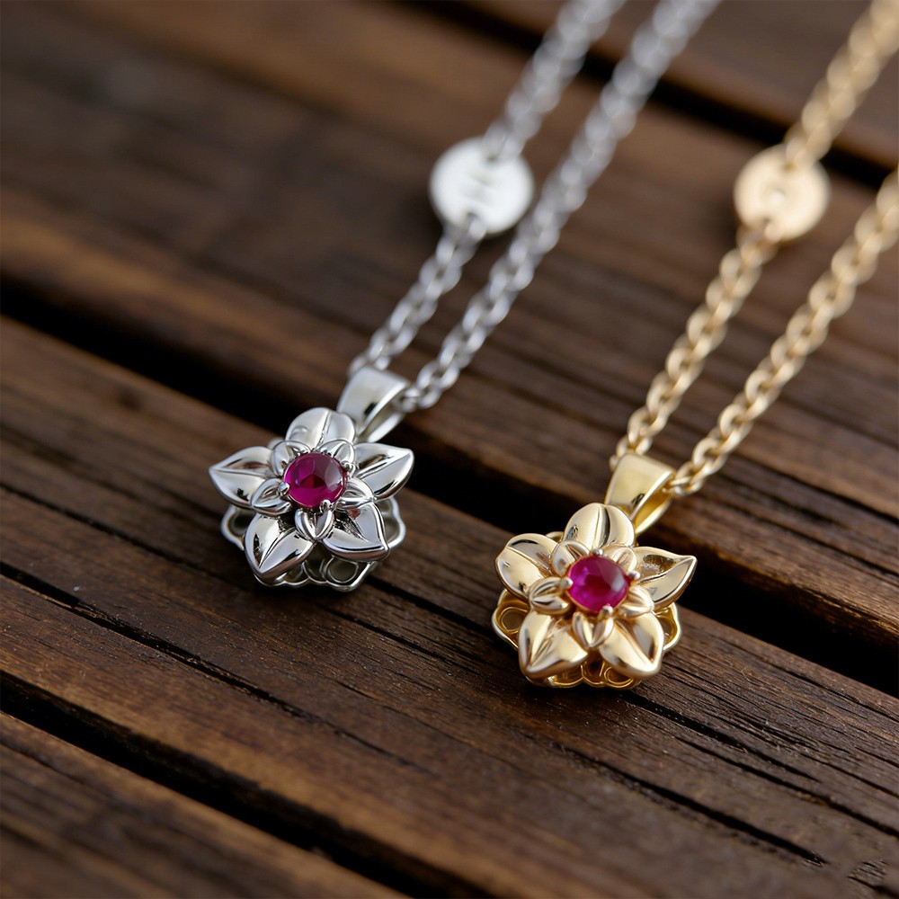 Personalised Dainty Initial Birth Flower Necklace With Birthstone Fidget Spinner Birthflowers Gift Mother's Day Gift