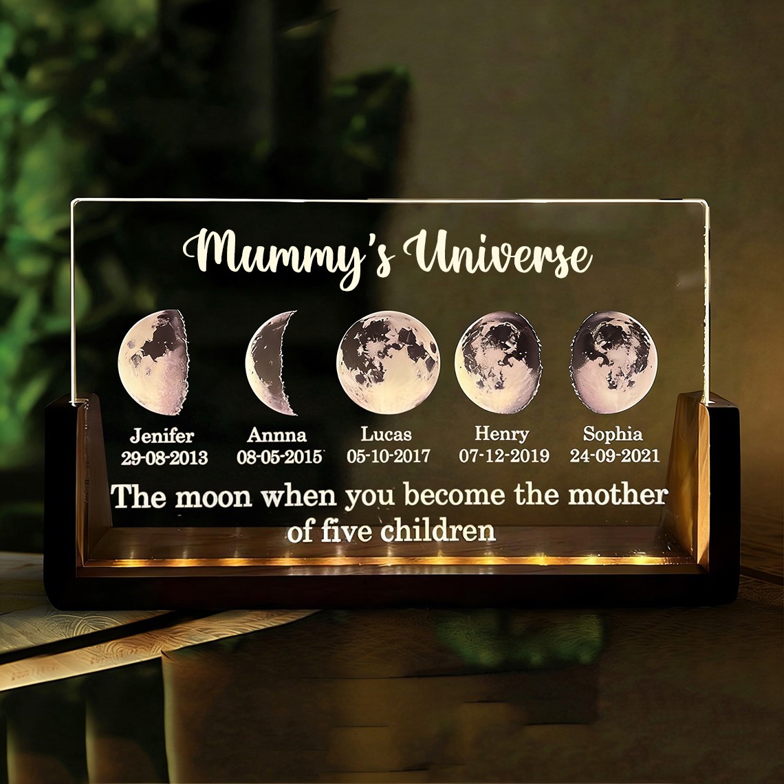 Custom Mum's Universe Moon Phase Night Light with Kids Names Unique Gifts for Mum Mother's Day Gift Ideas