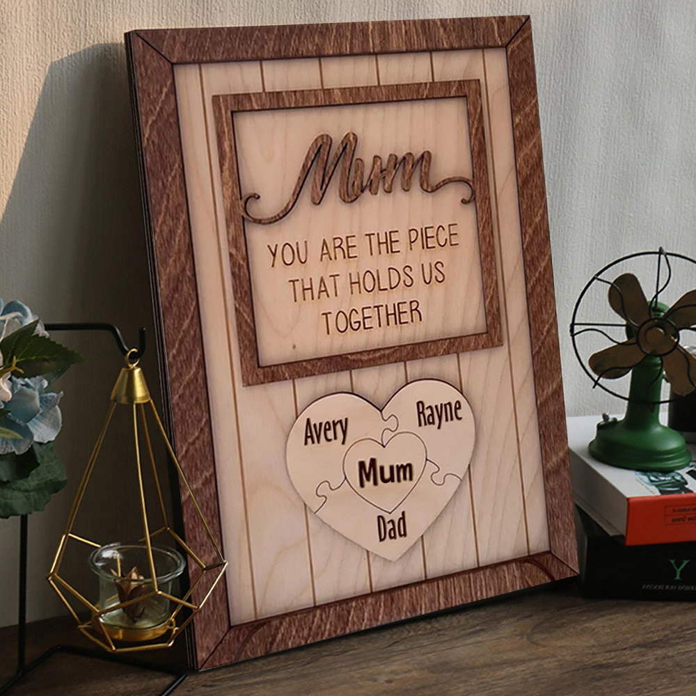 Personalised Heart Shaped Wooden Family Puzzle Pieces Sign With Kids Names Best Birthday Gift For Mum Grandma Mothers Day Gift Ideas Mum Pregnancy Gift