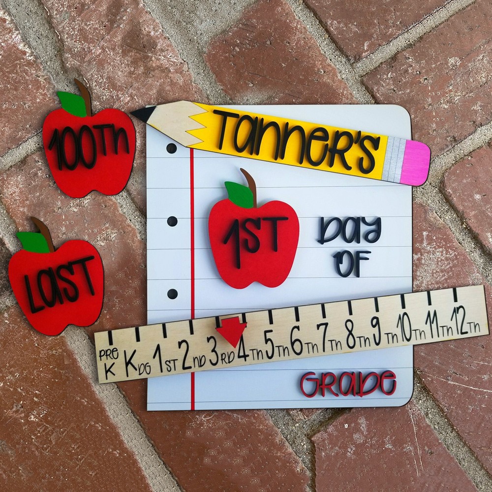 Personalised With Kid's Name Back to School Sign Custom Wooden First Last Or 100th Day of School Sign For Kids