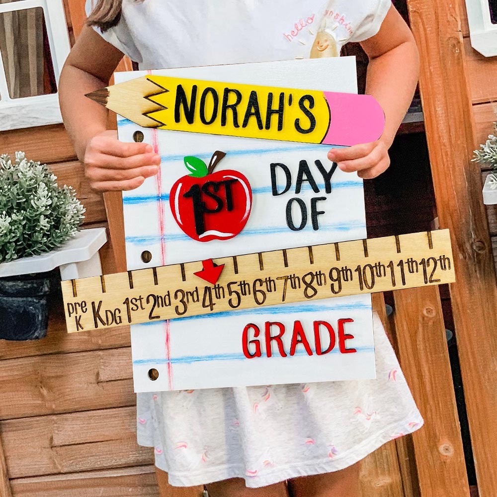 Personalised First Day of School Sign With Kid's Names Interchangeable Back to School Wooden Sign Gift Ideas