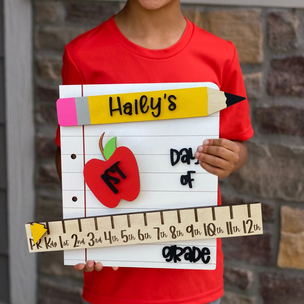 Personalised Interchangeable Back to School Name Sign Wooden Kid's Sign For First Day of School Unique Gift Ideas