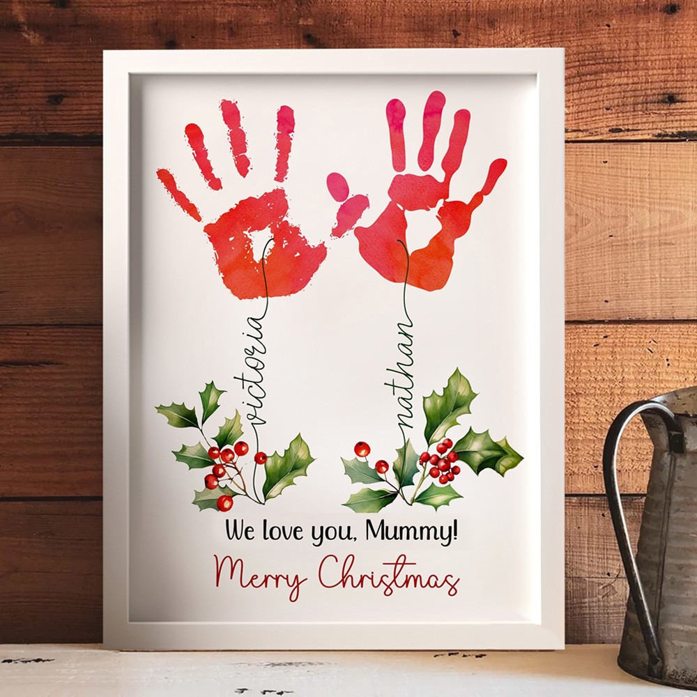 Personalised DIY Handprint Wooden Mummy Frame Gift For Mum Grandma Christmas Gift