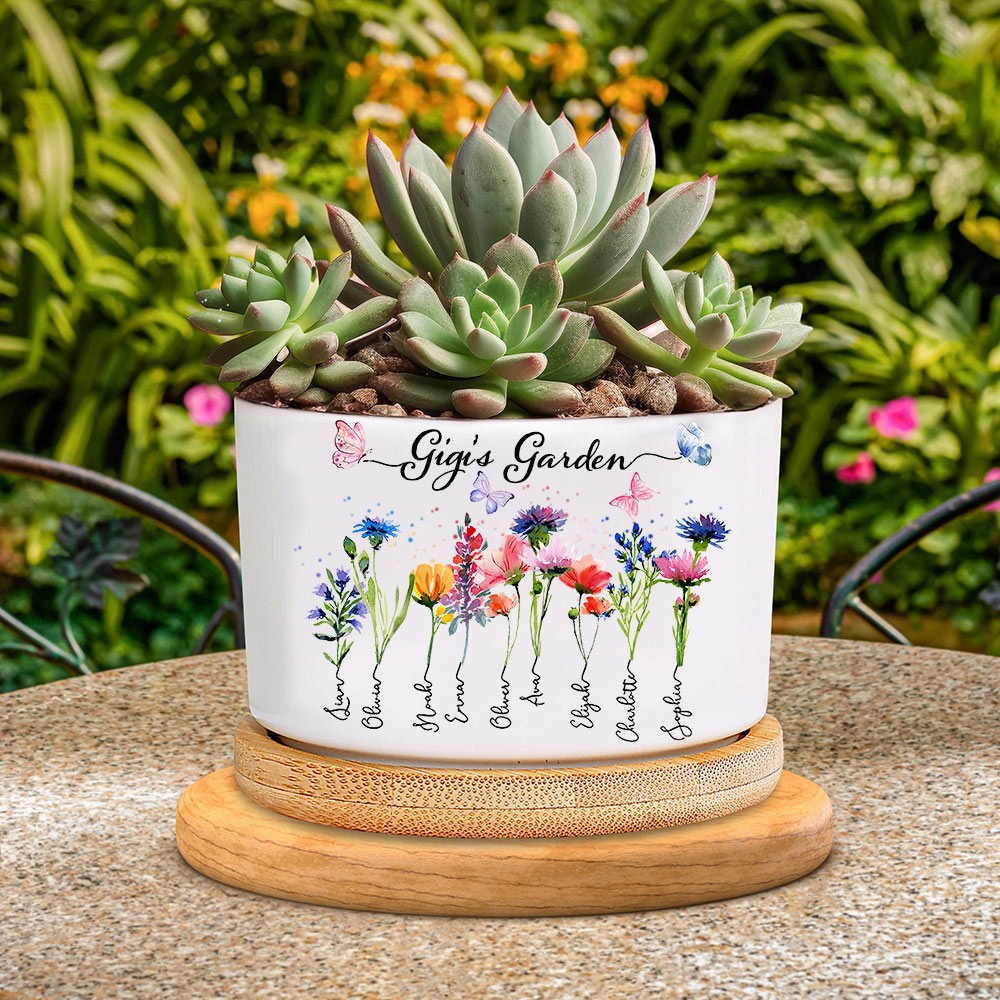 Custom Gigi's Garden Birth Flower Mini Succulent Pot Unique Gifts for Grandma Mum Mother's Day Gift