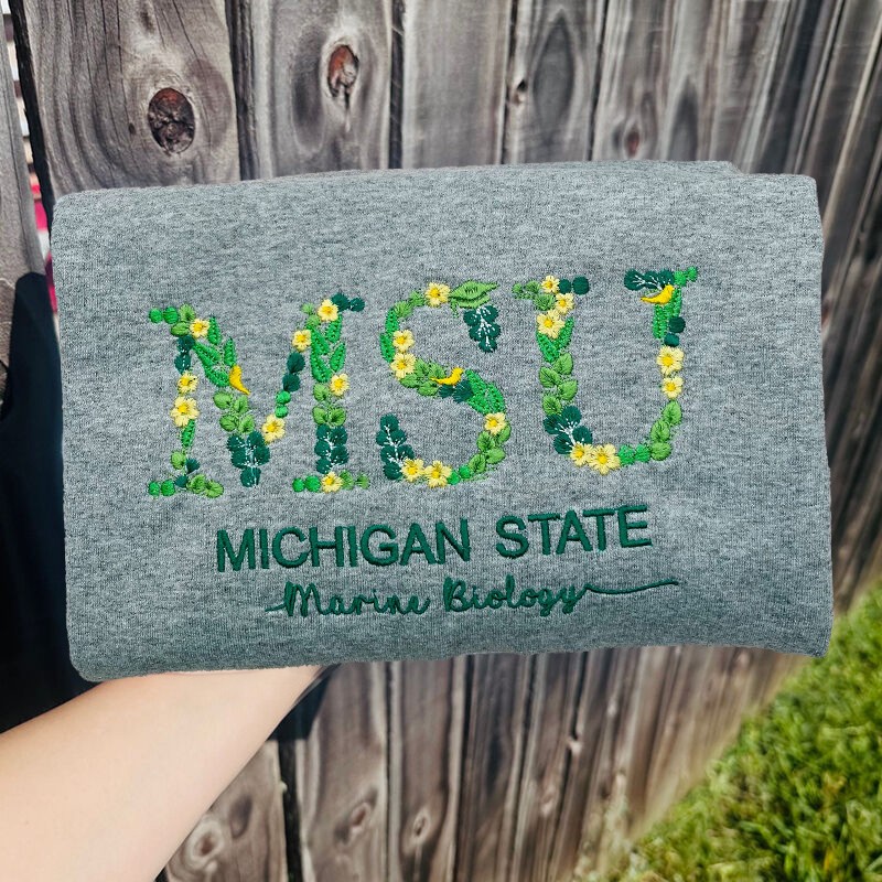 Custom Embroidered Floral Letter College Sweatshirt Hoodie Graduation Sorority Gift Ideas