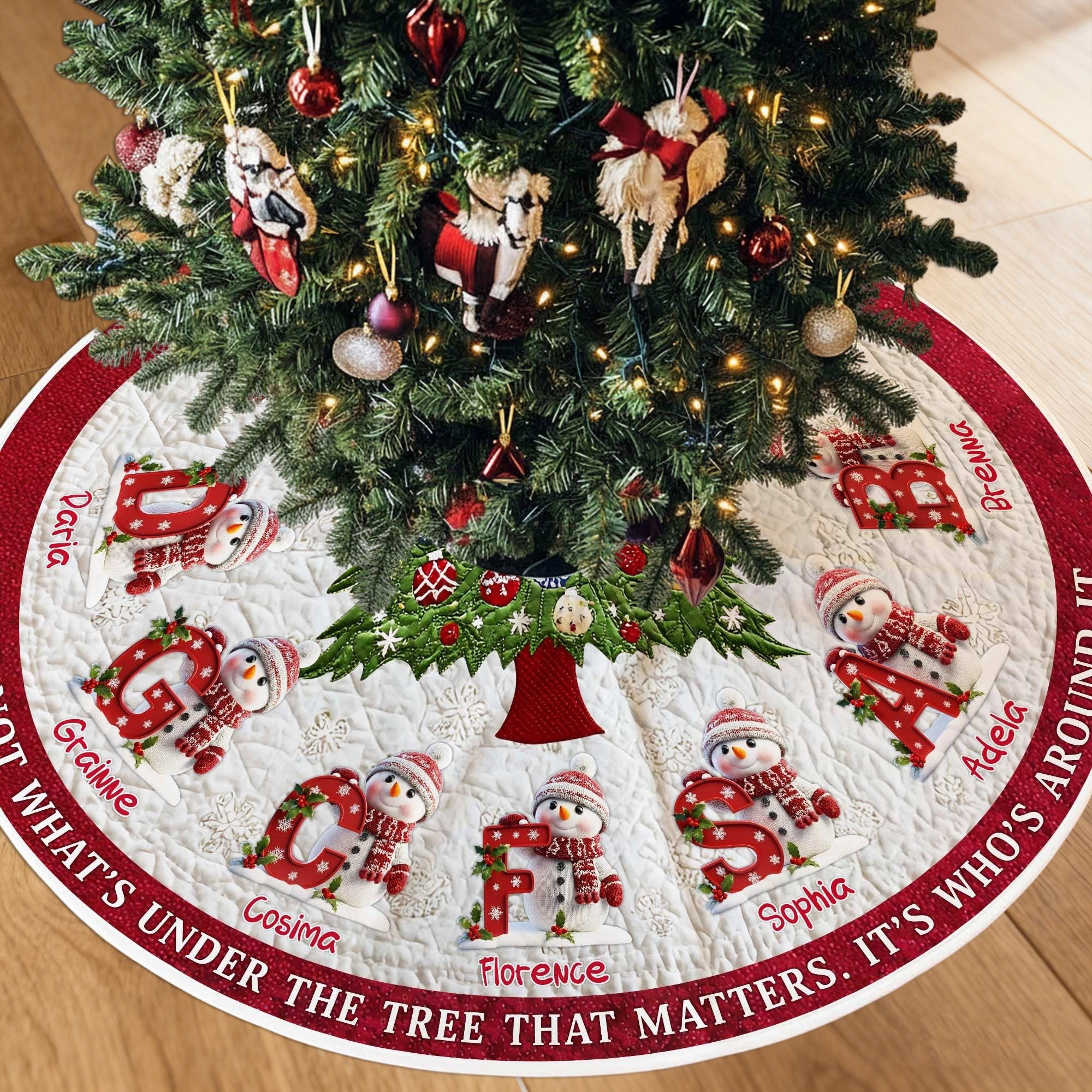Personalised Christmas Tree Skirt, Custom Name Family Christmas Tree Skirts, House Warming Gift For Mum Grandma Christmas Gift Ideas