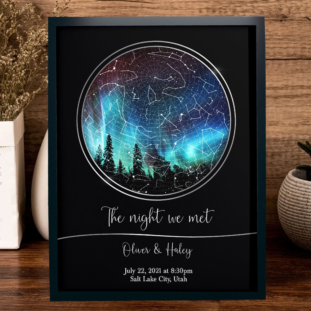 The Night We Met Personalised Star Map Frame Sign Anniversary Gift Ideas Unique Christmas Gift for Couple