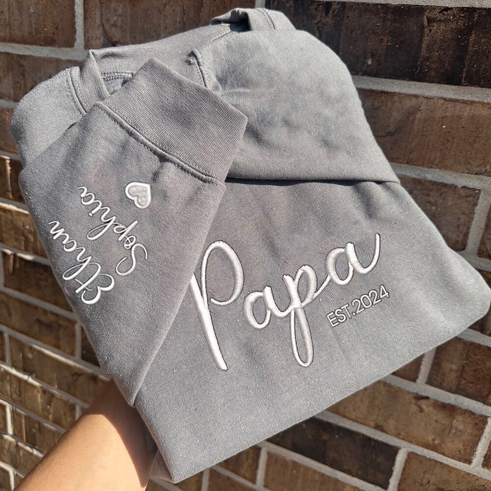 Custom Papa Embroidered Sweatshirt Hoodie Personalised Gift For Dad Unique Father's Day Gift Ideas