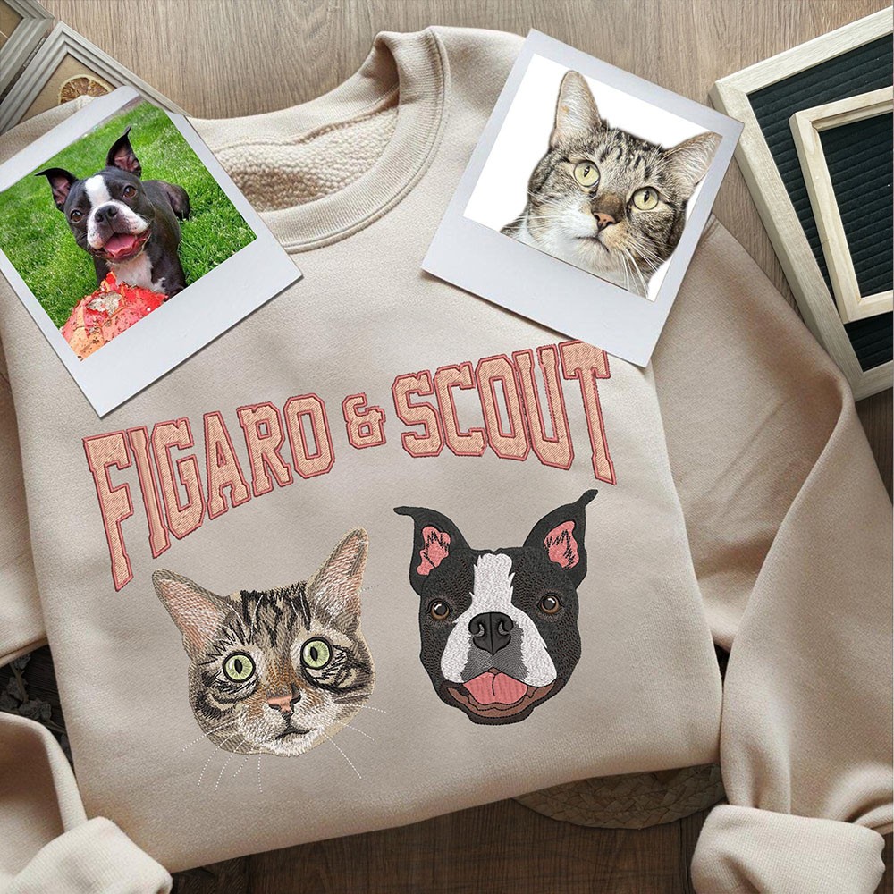 Custom Pet Embroidered Sweatshirt with Photo and Name Memorial Gifts for Pet Lovers Christmas Gift Ideas