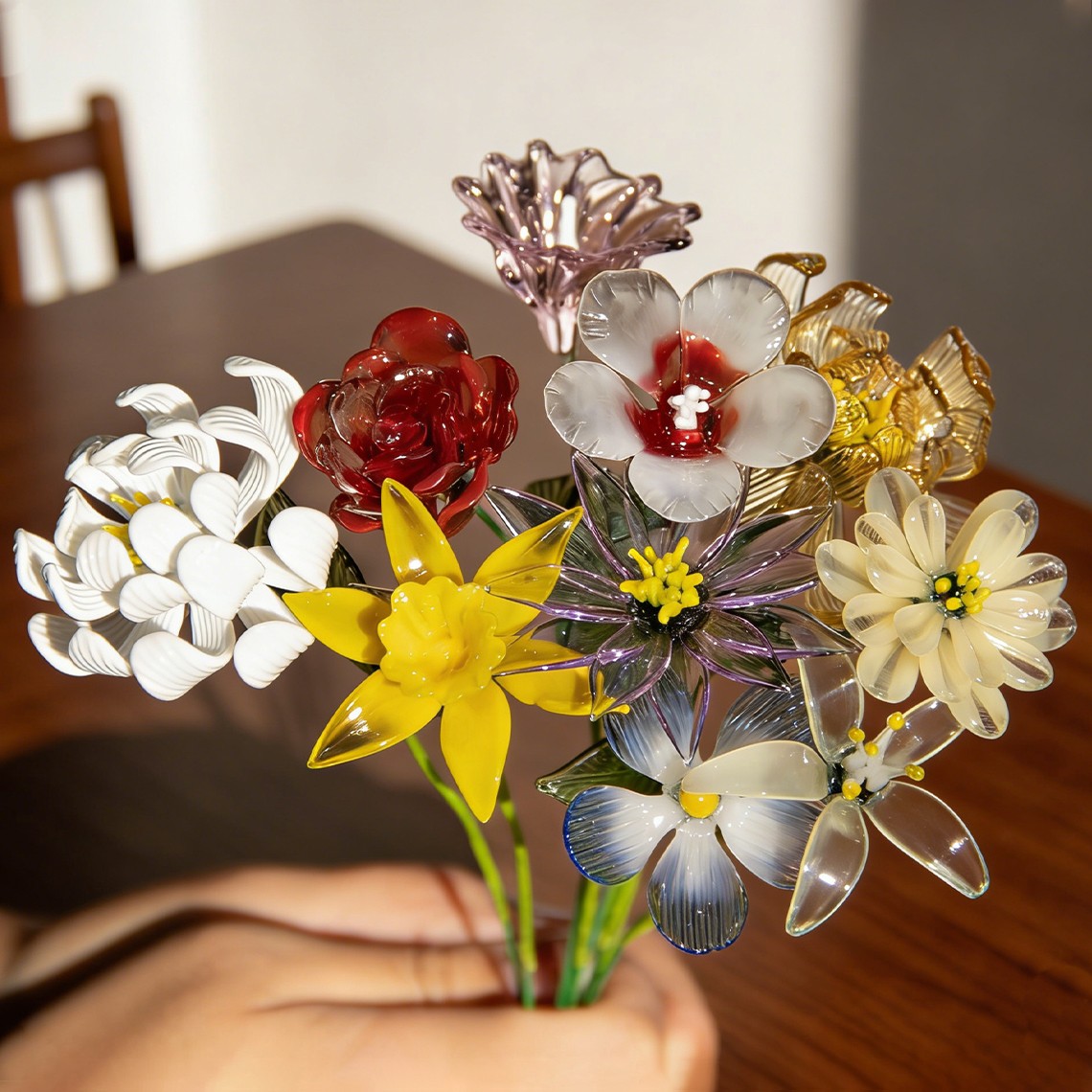 Personalised Glass Birth Flower Bouquet For Mum Grandma Custom Family Keepsake Gift For New Mum Mother's Day Present