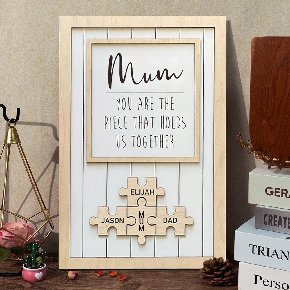 Personalised Mum Puzzle Pieces Sign With Names Keepsake Gift Ideas for Mum Mother's Day Gifts