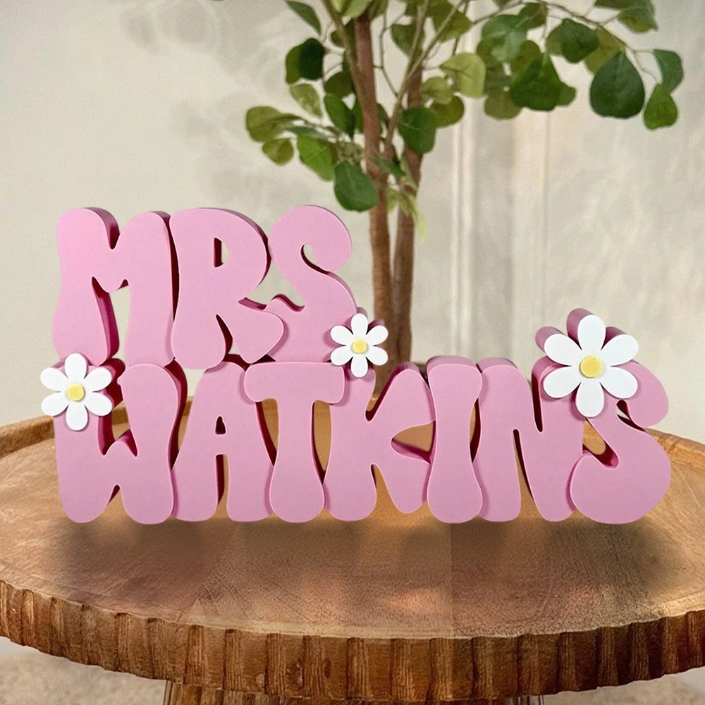 Personalised 3D Daisy Teacher Desk Name Plate Sign Office Decor Custom Gift for Teachers