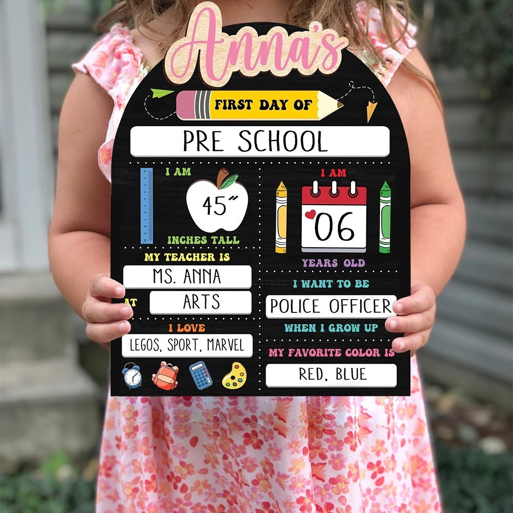 Personalised First Day of School Sign Back to School Photo Prop for Kids