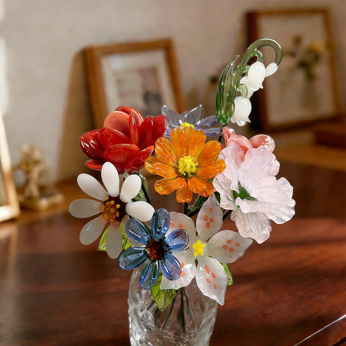 Custom Birth Flower Glass Bouquet Personalised Family Keepsake Gifts for Mum Grandma Unique Mother's Day Gift Ideas