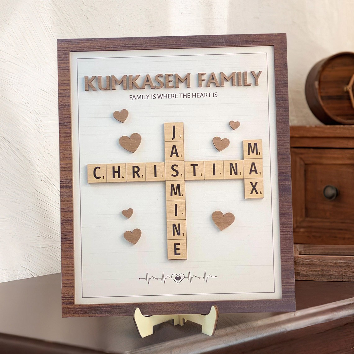 Custom Crossword Scrabble Wooden Family Name Puzzle Sign Love Gifts for Mum Grandma New Mum Gift Mother's Day Gift Ideas