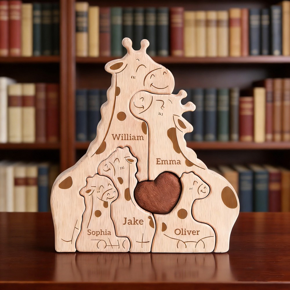 Custom Giraffe Family Puzzle With Kids Names Unique Birthday Gift For Mum Grandma Mothers Day Presents 