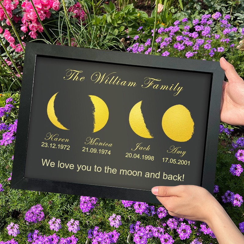 Personalised Moon Phase Print Frame with Kids Names Gift Ideas for Mum Grandma Family Keepsake Gift Mother's Day Gifts