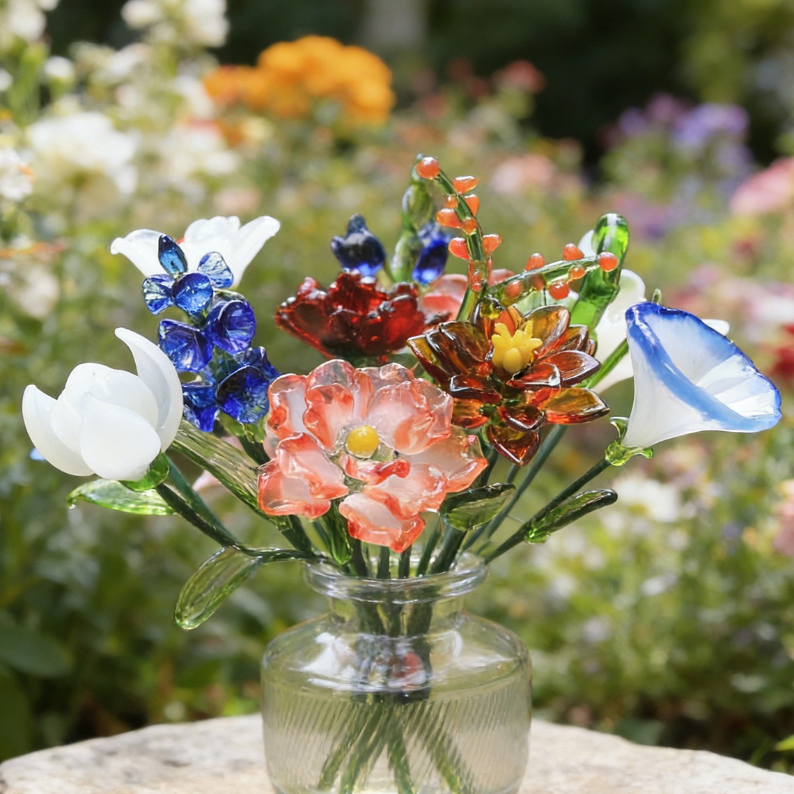 Custom Glass Flower Bouquet Personalised Birth Month Gift Unique Keepsake Gift For Mum Grandma Mother's Day Present