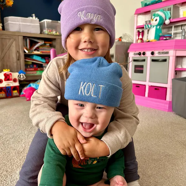 Personalised Embroidered Name Baby Adult Newborn Beanie Hat Unisex Toddler Hat Baby Shower Gift Christmas Gifts for Kids