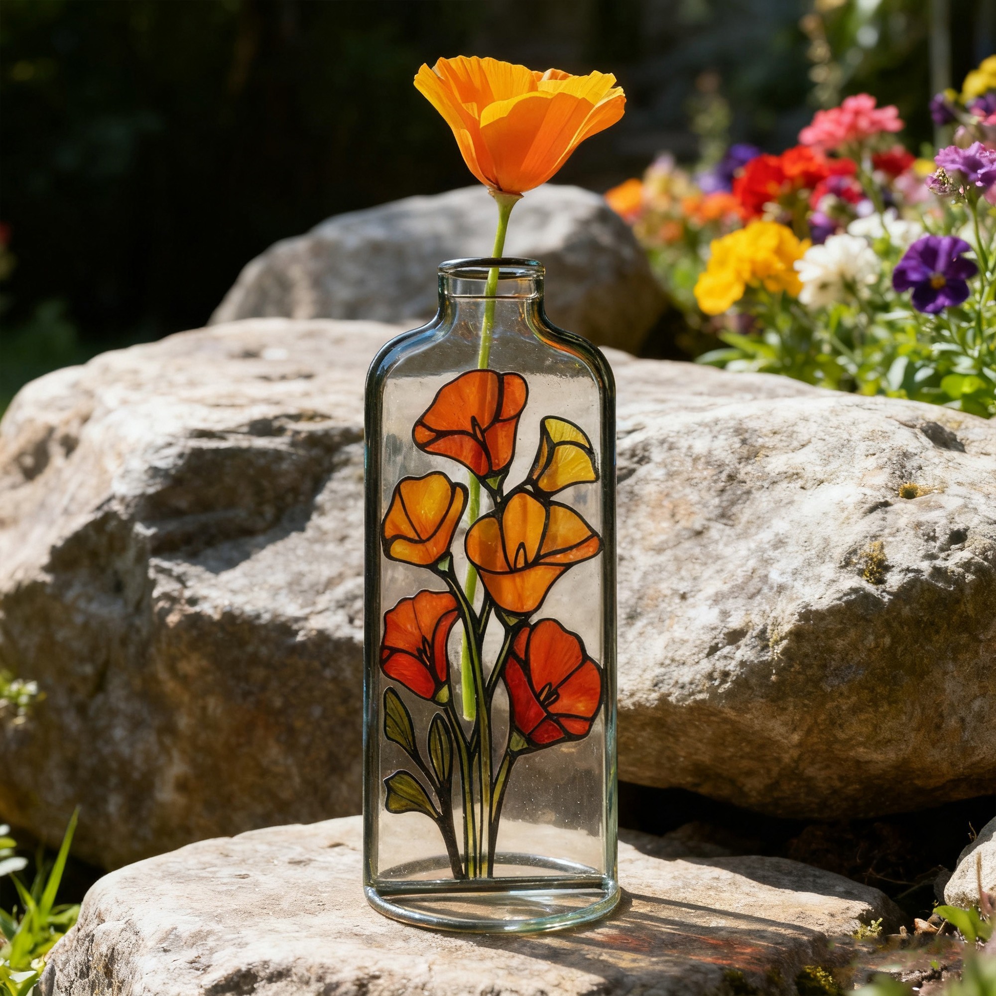 Personalised Birth Month Flower Stained Glass Vase Unique Gifts for Her Christmas Gift for Mum Grandma