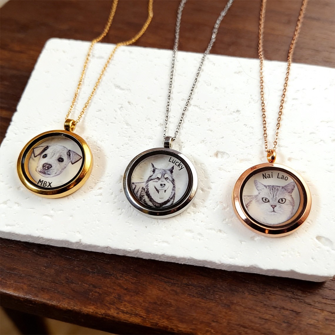 Personalised Pet Fur Locket Necklace Custom Portrait Memorial Jewelry Unique Pet Memorial Gift
