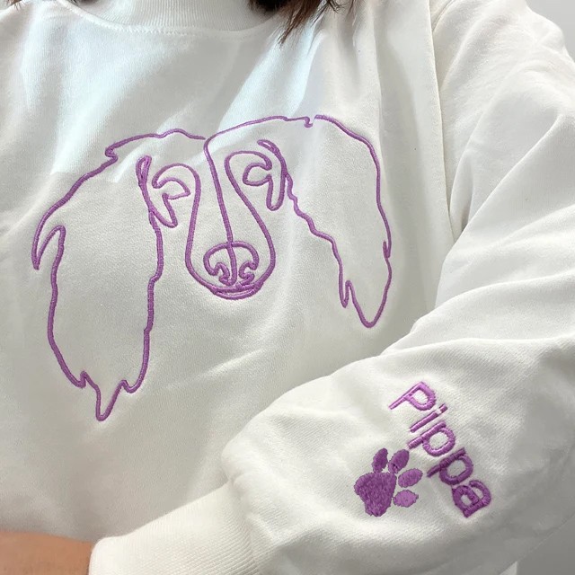 Personalised Dog Portrait Embroidered Sweatshirt Hoodie Pet Birthday Gift for Pet Lovers