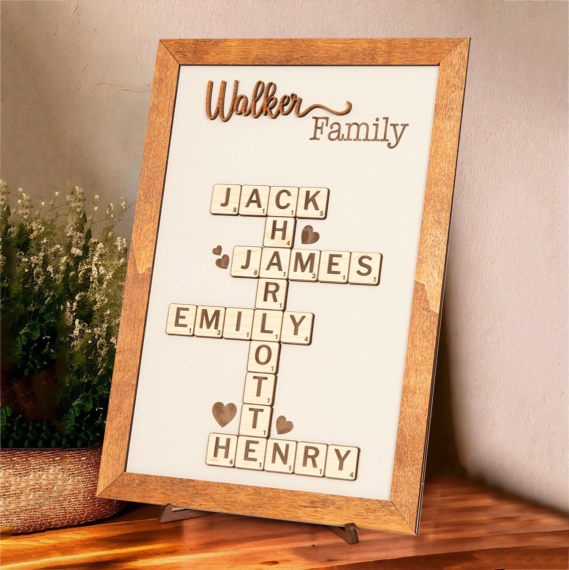 Custom Crossword Scrabble Wooden Family Puzzle Sign Family Keepsake Gifts Mother's Day Gift Ideas New Mum Gift