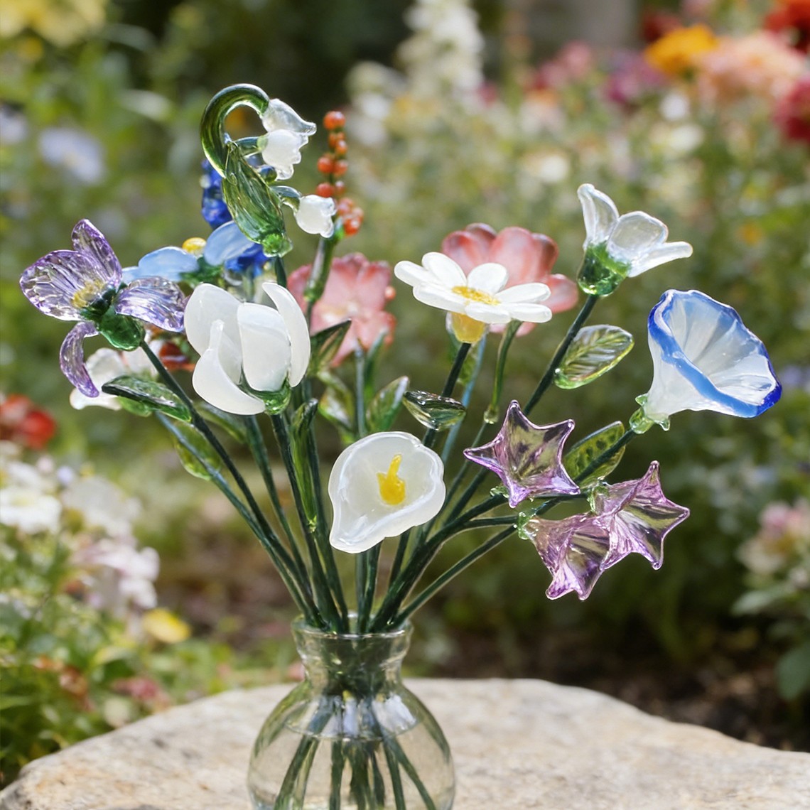 Personalised Birth Month Glass Flower Bouquet Birthday Keepsake Gift For Mum Grandma Unique Mother's Day Present