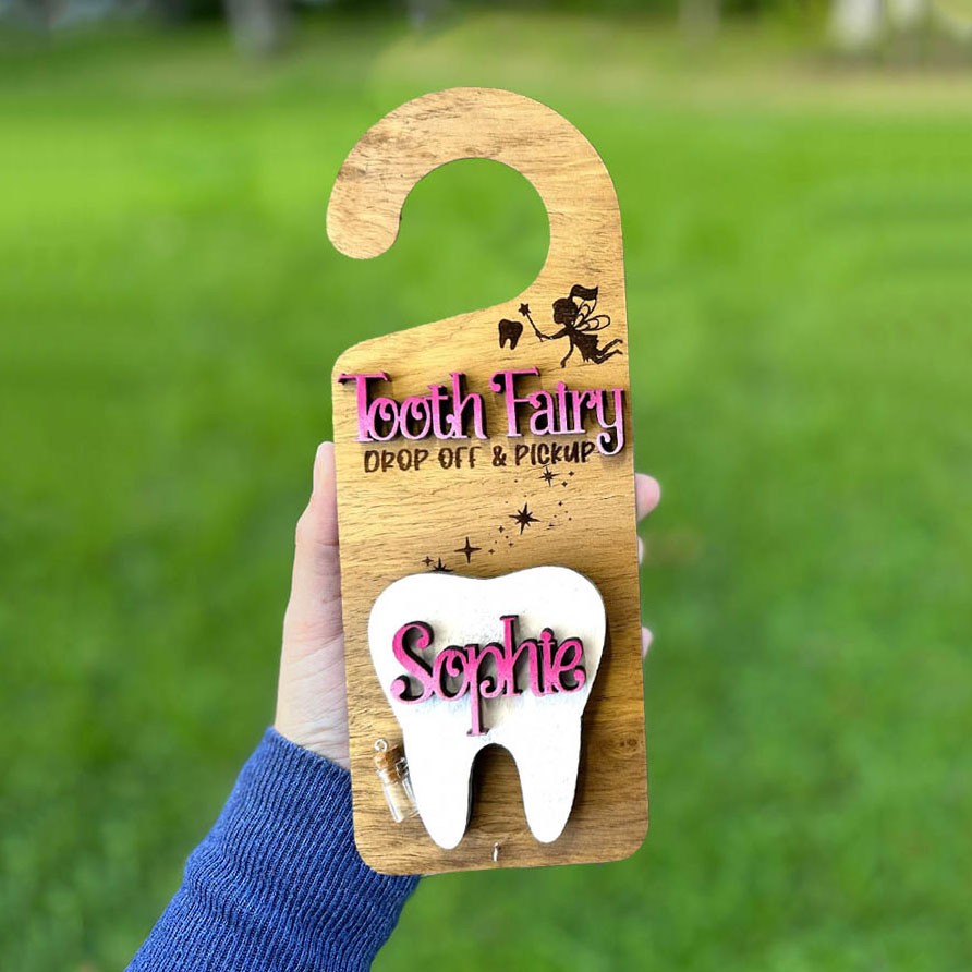 Personalised Tooth Fairy Door Hanger Money Holder Keepsake Gift for Kids