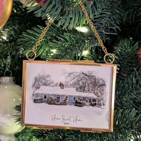 Custom House Portrait Ornament First Home Gift Christmas Tree Keepsake Ornament Unique Christmas Gifts