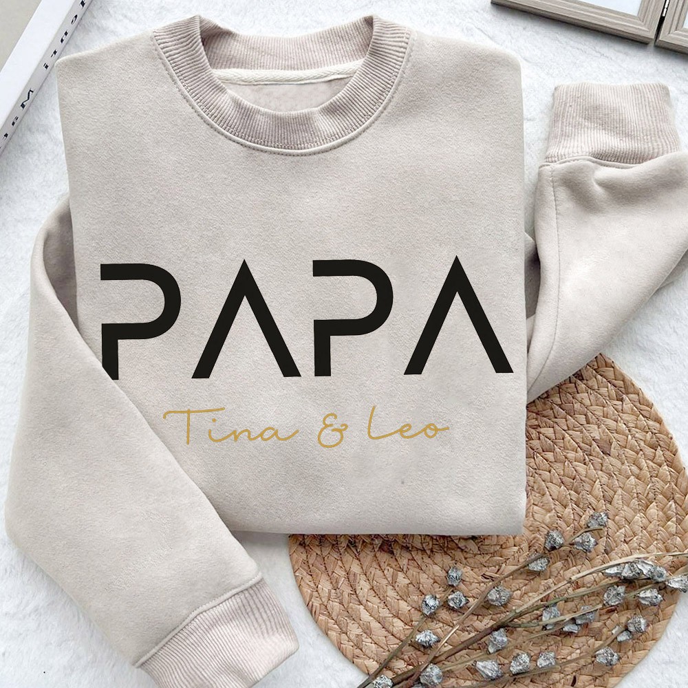 Personalised Papa Embroidered Sweatshirt T-shirt Hoodie Custom Keepsake Gift For Dad Perfect Father's Day Gift Ideas