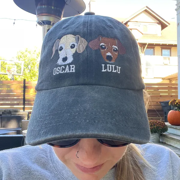 Custom Embroidered Pet Portrait Hat Personalised Dog & Cat Baseball Cap Gift for Dog Owners Pet Lover Gift Christmas Gift