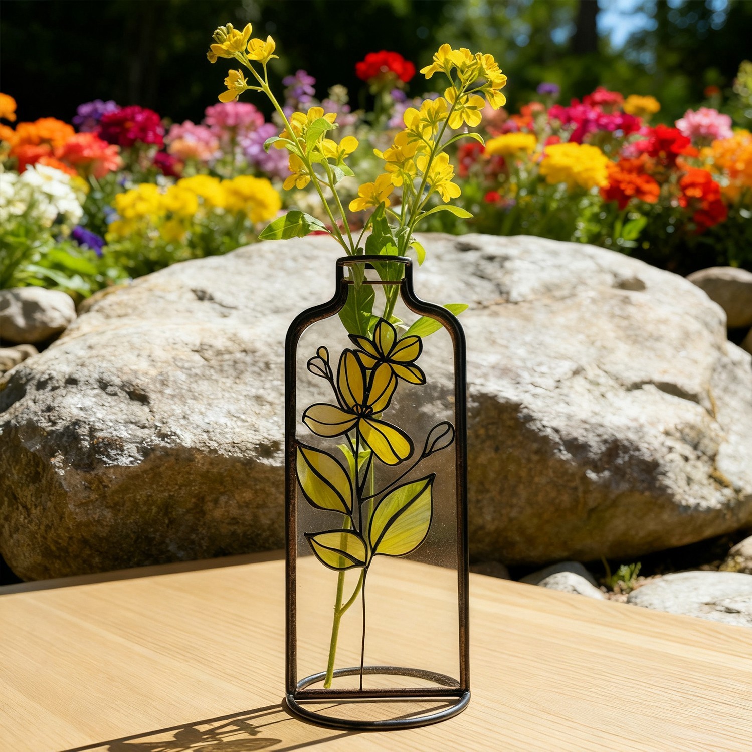 Personalised Birth Month Flower Stained Glass Vase Unique Gifts for Her Christmas Gift for Mum Grandma