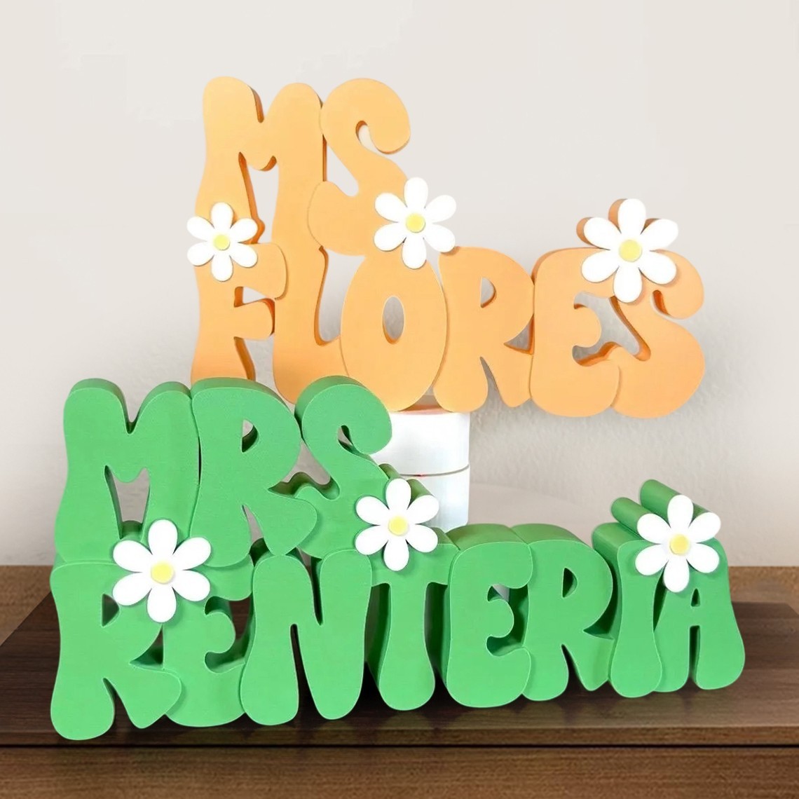 Personalised 3D Daisy Teacher Desk Name Plate Sign Office Decor Custom Gift for Teachers