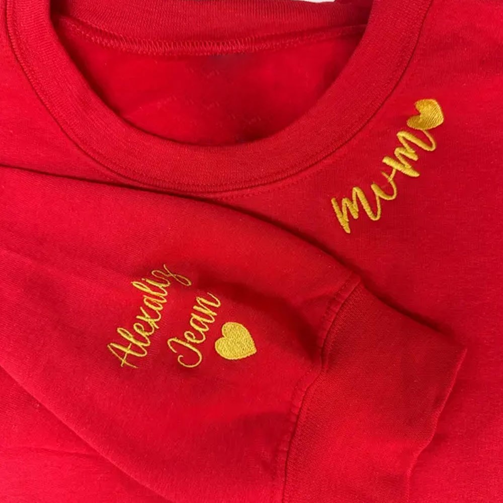 Personalised Mum Embroidered Sweatshirt with Kids Names on Sleeve New Mum Gift Unique Gifts for Mum Grandma Mother's Day Gift