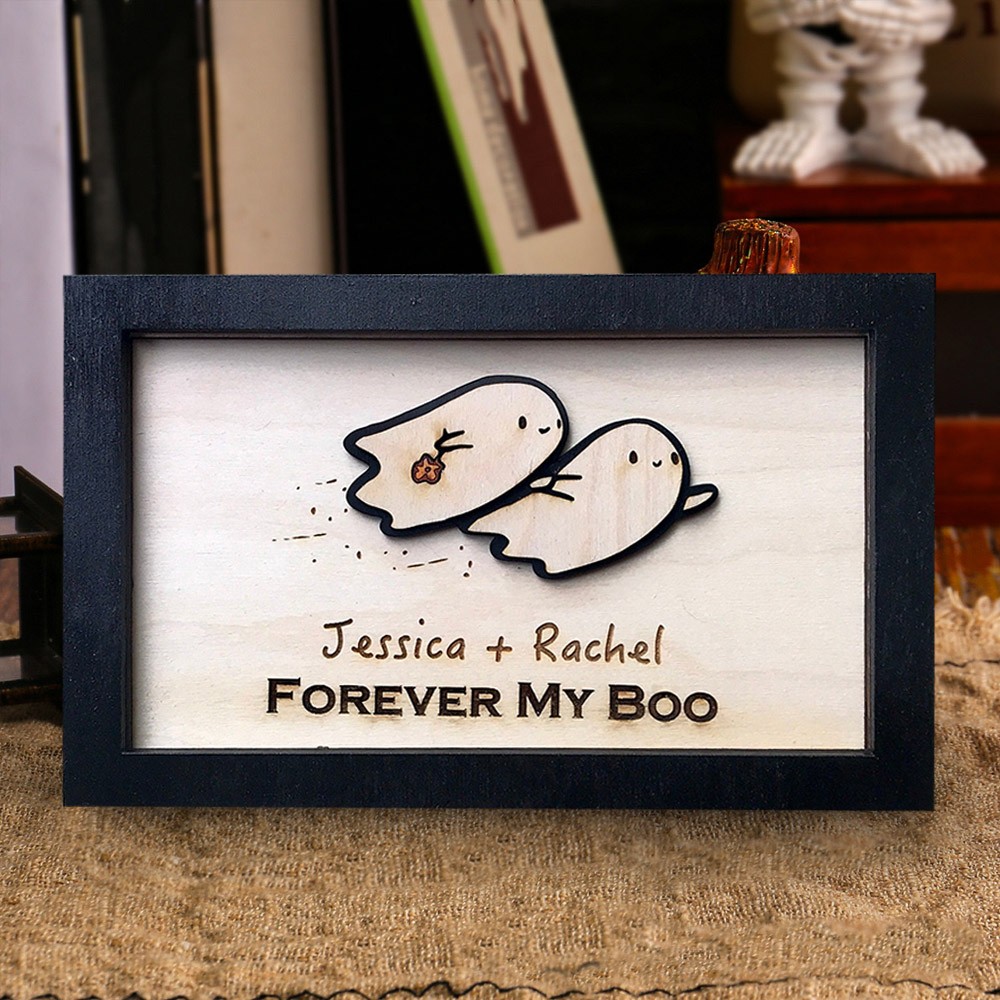 Personalised Forever My Boo Wood Sign Spooky Couple Sign Halloween Gothic Home Decor