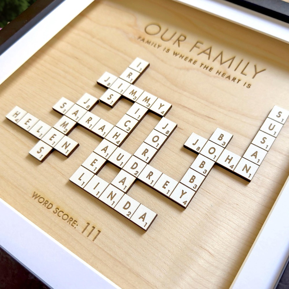 Custom Scrabble Frame Family Tree Personalised Decor Gift Decorative Family Birthday Gift for Parents Crossword Scrabble Frame Mothers Day Presents