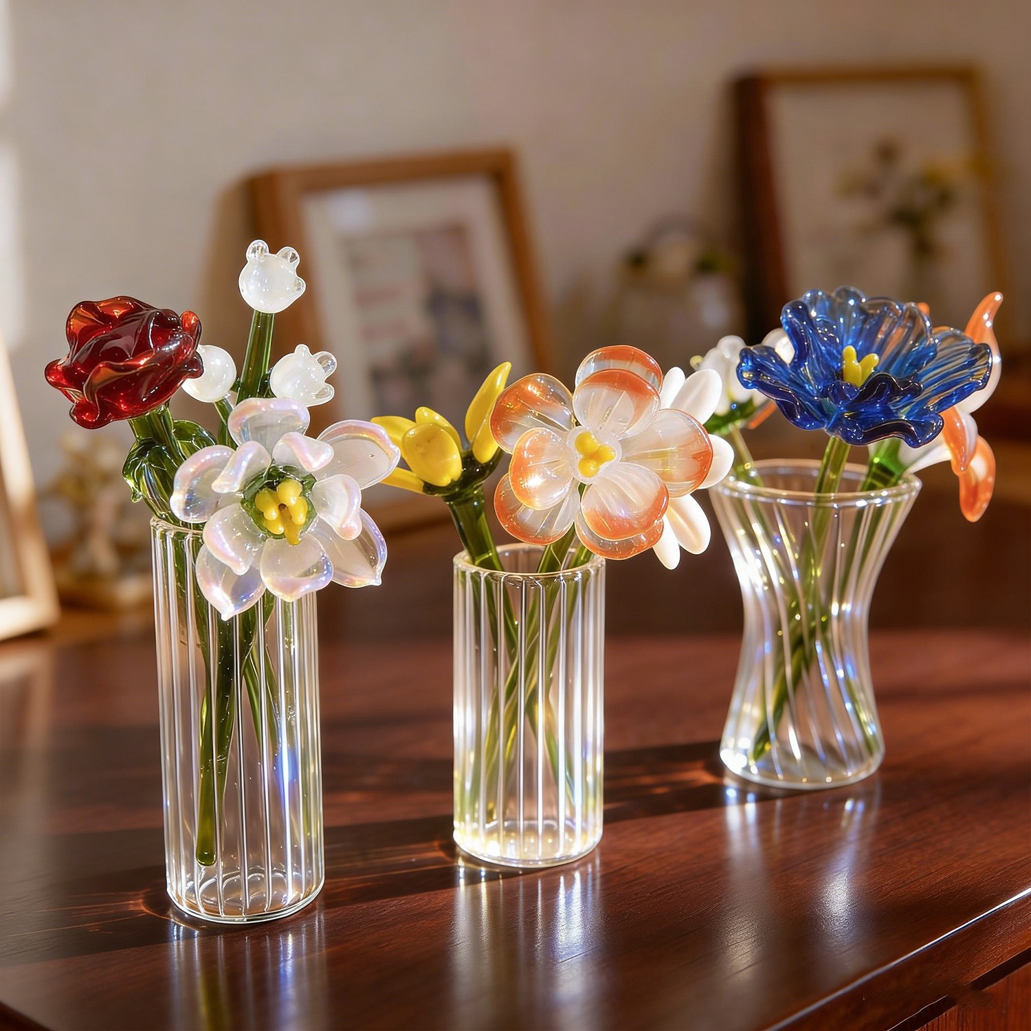 Custom Handmade Mini Glass Birth Flower Bouquet – Personalised Keepsake Gift For Mum Grandma Unique Mother's Day Gifts