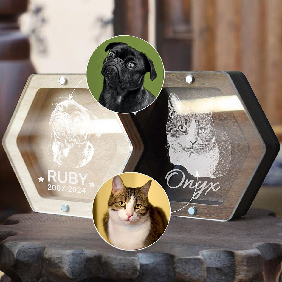 Personalised Engraved Pet Hair Memorial Box with Photo Pet Loss Gifts Keepsake Gift for Pet Lovers