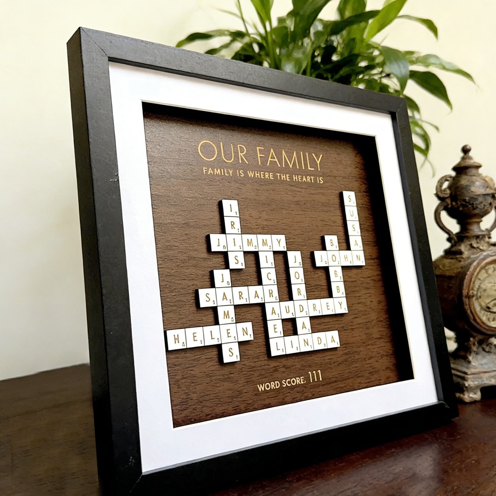 Custom Scrabble Family Tree Frame - Unique Family Gift for Parents, Perfect for Birthdays and Mother's Day Keepsake